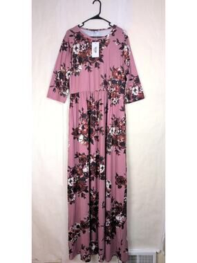 New Hazel Blues Sienna mauve floral maxi dress Size 1XL Tall Boho Cottagecore